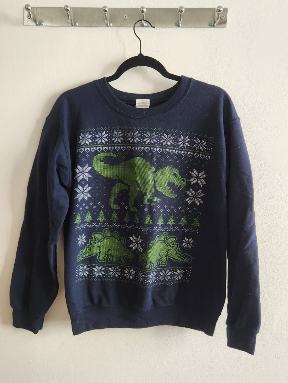 Fun dinosaur print Christmas sweater
